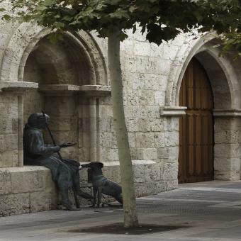 Leproso y su perro junto a la puerta de la Iglesia de San Lázaro, Palencia Leproso y su perro junto a la puerta de la Iglesia de San Lázaro