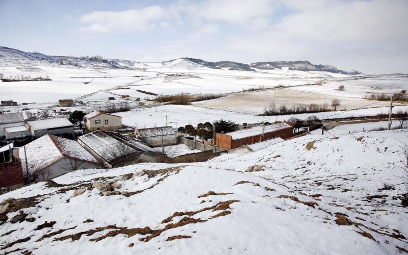 Panorámica de Hontoria de Cerrato nevado