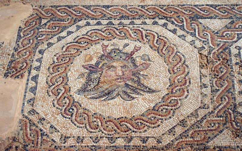 Detalle del mosaico de Océano de la Villa Romana de la Tejada